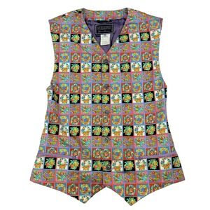 VTG Gianni Versace Versus Dress Vest Wreath Floral Multicolor 36/50 Italy RARE